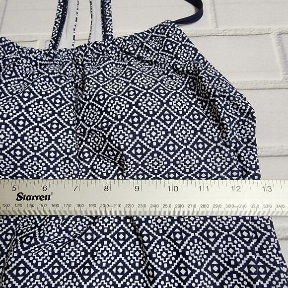 Kona Sol Racerback Swim Tankini Top Navy White Geometric Print Size XS (0-2) - Picture 4 of 7